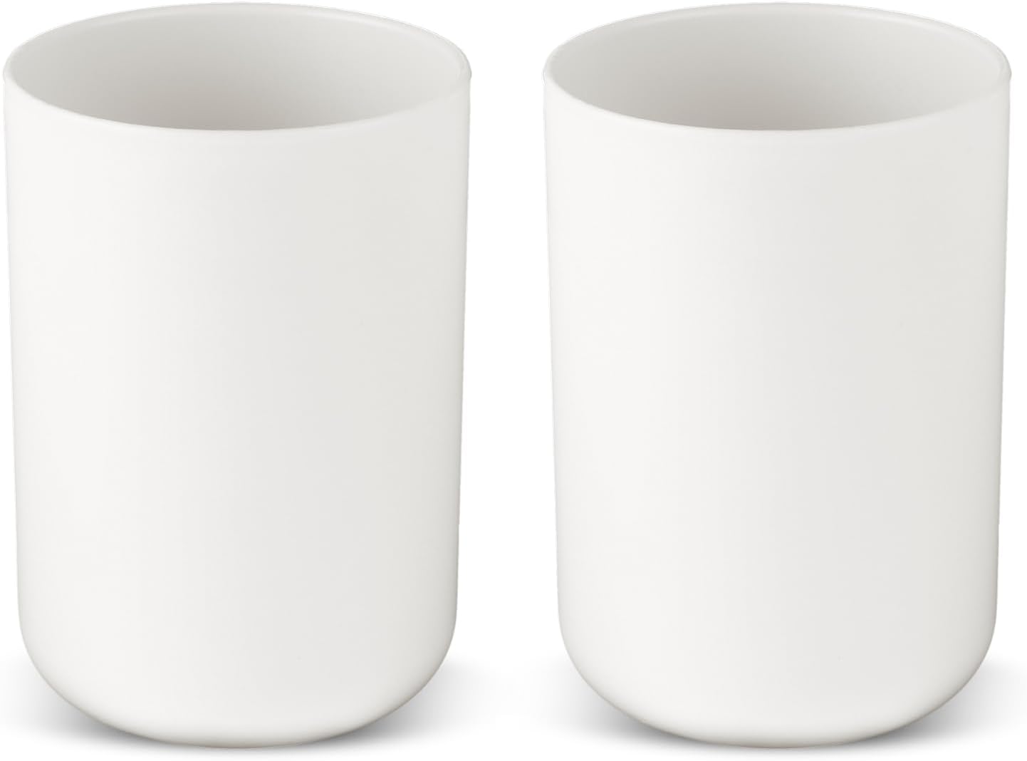 2Pcs Unbreakable Plastic Tumblers Dishwasher Safe White Bathroom Cups