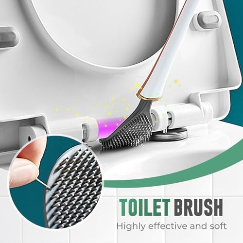 Modern Flexible Silicone Toilet Brush with Holder Green