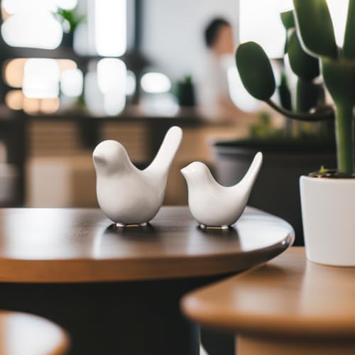 White Bird Statue 2 Pcs Modern Ceramic Home Decor