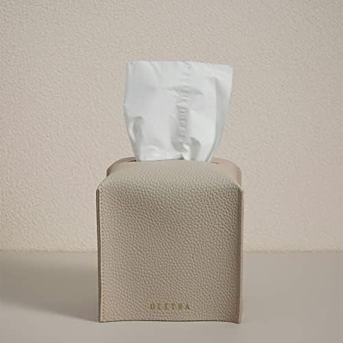 OLETHA Square Tissue Box Cover - Light Taupe 1