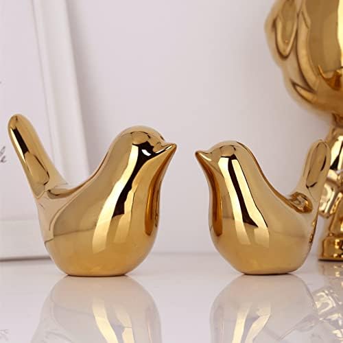 XMGZQ 2 Pcs Gold Bird Sculptures for Home Decor
