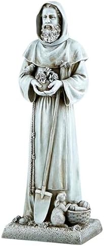 Garden Statue - Saint Fiacre 12 Inch Durable Stone-Resin Sculpture