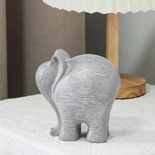 Elephant Statue Robust Resin 55 H Modern Decor for Bookshelf Office Living Room Light Gray