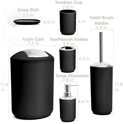 Moss Stone 6 Piece Black Bathroom Accessory Set