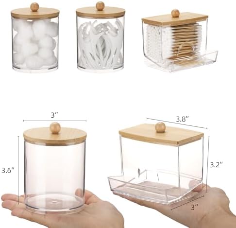 Tbestmax 4 Pack Qtips Dispenser with Bamboo Lids