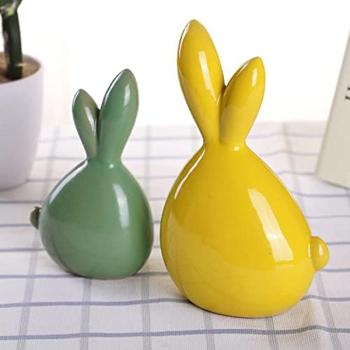 Cute Long-Eared Bunny Sculpture Ornaments 2pcs