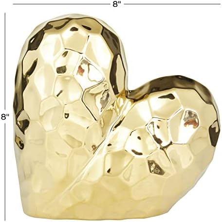 Deco 79 Gold Porcelain Heart Sculpture 8x3x8