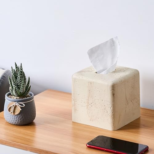 Polytree Natural Travertine Tissue Box Cover Square 1