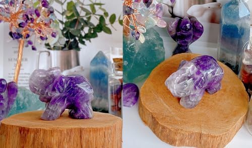 Qinjiejie Amethyst Elephant Healing Statue