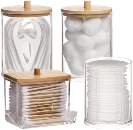 Tbestmax 107oz Qtip Holder Dispenser 4 Pack Beige