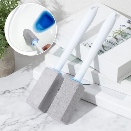 Pumice Stone Toilet Cleaner with Long Handle 1 Handle 4 Replaceable Pumice Heads