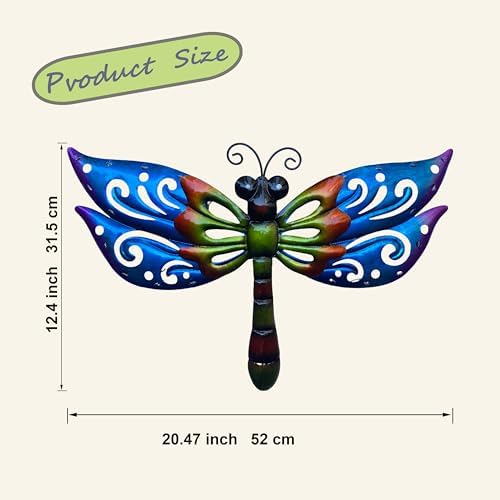 WAIU 20 Inch Solar Metal Dragonfly Wall Light - Blue