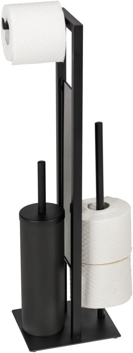 WENKO Rivalta Toilet Set with Brush Roll Holders Matte Black