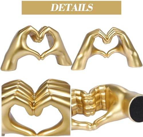 HMASYO Gold Heart Hand Sculpture for Home Decor