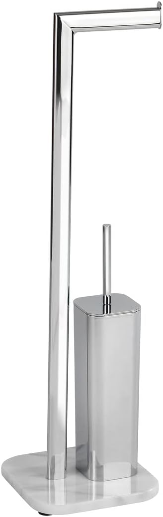Wenko Toilet Brush with Marble Holder Onyx Steel WhiteSilver