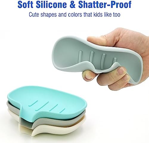 3 Pack Silicone Soap Dish with Drain
