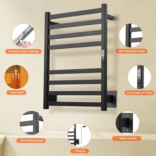 HEWAFAEP Heated Towel Rack with Temperature Control and 24-Hour Timer