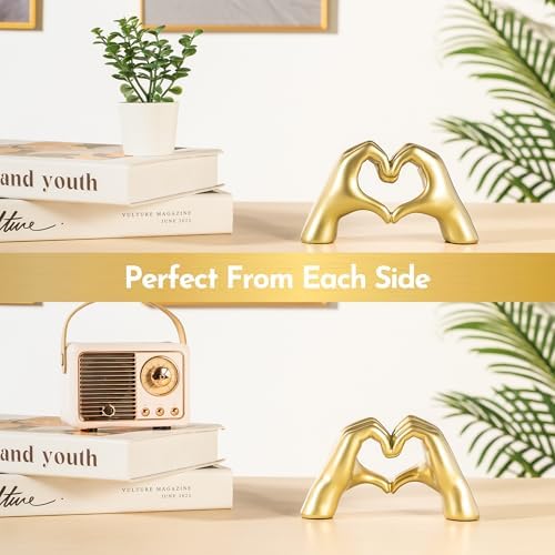 Heart Hands Sculpture - Gold Decor Living Room Accent