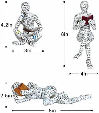 3 Pcs Pulp Reading Women Figurine Decor Set