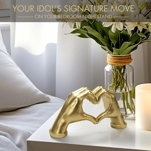 Elegant Gold Heart Hands Sculpture - Room Decor