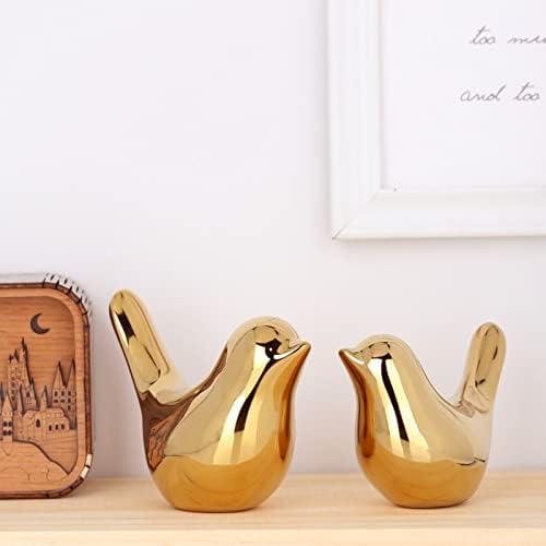 XMGZQ 2 Pcs Gold Bird Sculptures for Home Decor