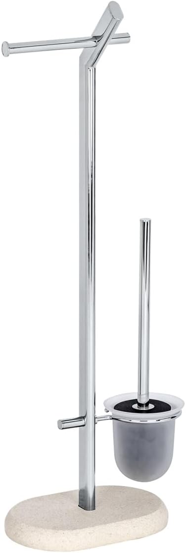 WENKO Free Standing Toilet Brush Holder Steel Beige