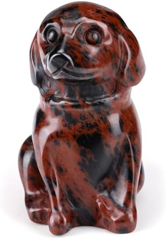 Jovivi Red Obsidian Dog Crystal Figurine Home Decor 1