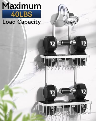 YASONIC Shower Caddy with 2 Tiers and Hooks