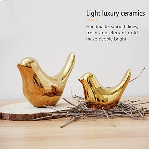 Notakia Golden Birds Statues Modern Home Decor 2Pcs