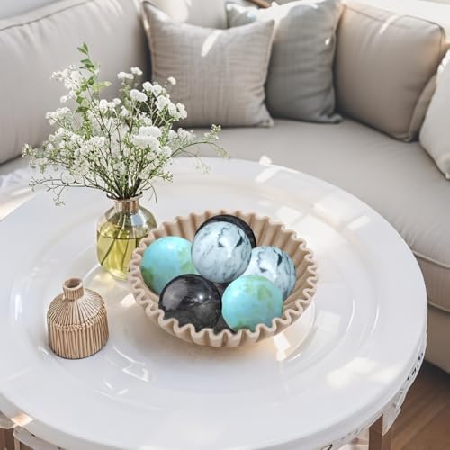 SUTEBUY Decorative Stone Balls - 197inch White-Green 3 PCS