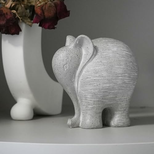 Elephant Statue Robust Resin 55 H Modern Decor for Bookshelf Office Living Room Light Gray