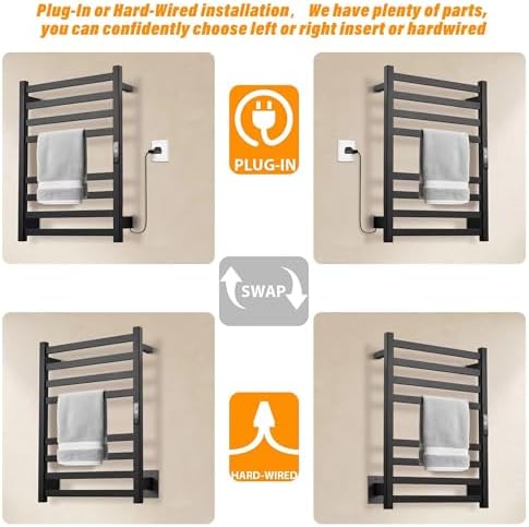 HEWAFAEP Heated Towel Rack with Temperature Control and 24-Hour Timer