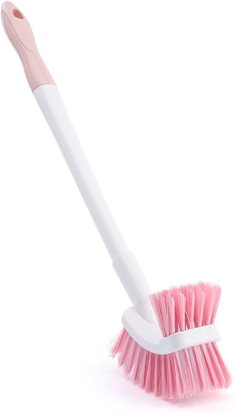 TOMYEUS Pink Toilet Brush with Holder for Dead Angle Cleaning