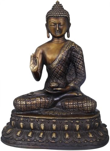 10-Inch Brass Chequered Robe Buddha Statue 1