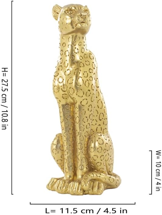 Gold Cheetah Statue Resin Handmade Home Decor