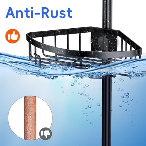 Coonoor Corner Shower Caddy with Tension Pole - 4-Tier Rustproof Organizer