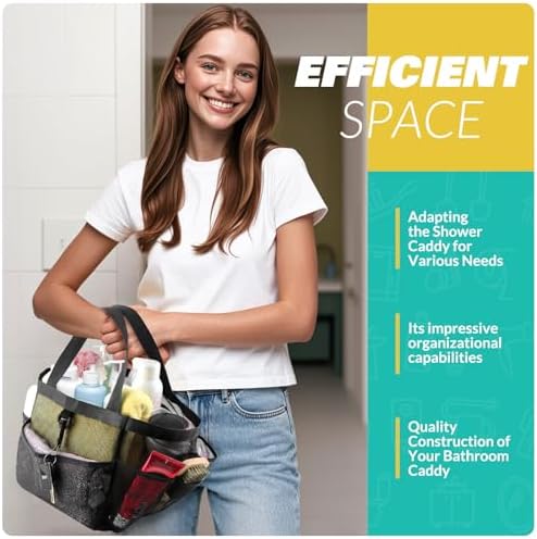 Ellipse Mesh Shower Caddy with 8 Pockets Portable for Dorm Room Travel Gym Beach