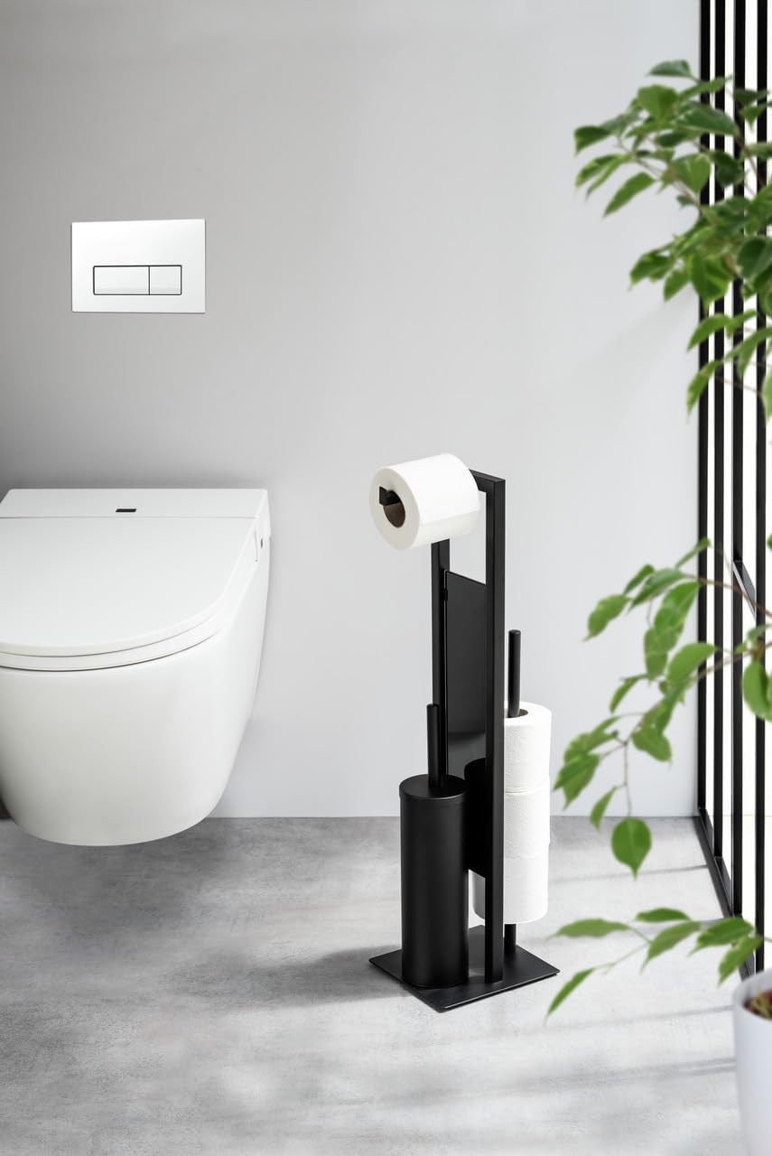 WENKO Rivalta Toilet Set with Brush Roll Holders Matte Black
