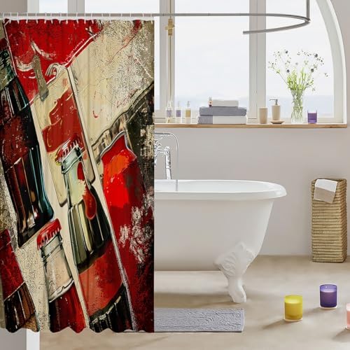 Feelyou Cola Shower Curtain Set for Kids Retro Fun Design