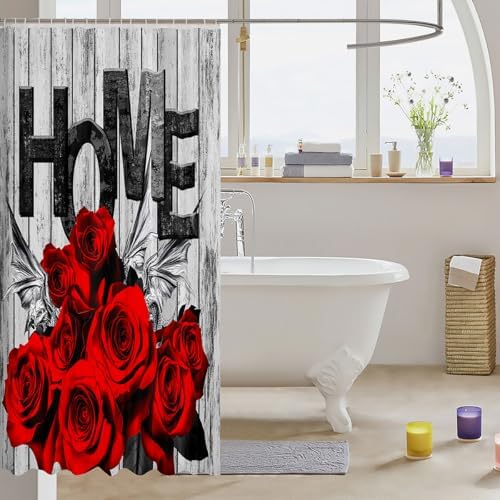 Feelyou Kids Red Rose Shower Curtain Set 72x72