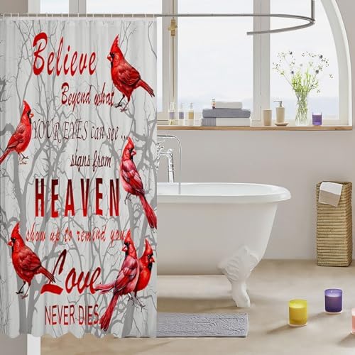 Feelyou Red Birds Shower Curtain Farmhouse Style 72x72