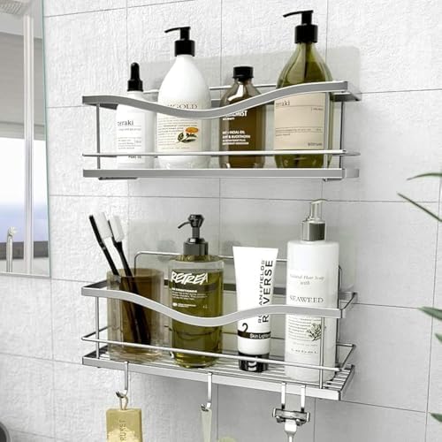 KINCMAX Premium Shower Caddy 2-Pack No Drill Wall Organizer Rustproof Stainless Steel