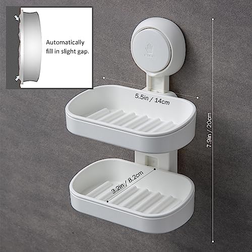 TAILI Double Layer Soap Holder Suction Cup Design for Bathroom and Kitchen
