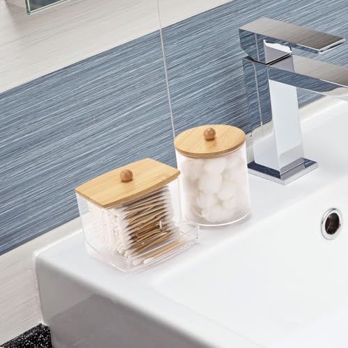 Tbestmax 4 Pack Qtips Dispenser with Bamboo Lids
