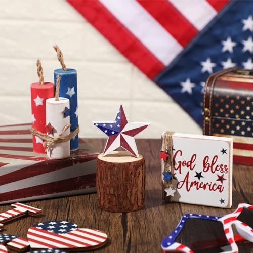 Amyhill 5 Pcs 4th of July Wood Centerpieces