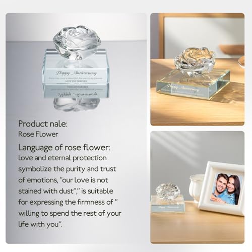 PEEYHONY Crystal Rose Wedding Anniversary Keepsake Ornament