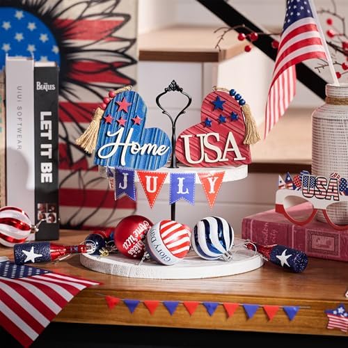 Valery Madelyn 4th of July Decor Heart Centerpieces 2 Pcs