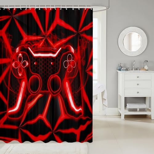 Game Console Shower Curtain 72x72 Waterproof Gaming Design