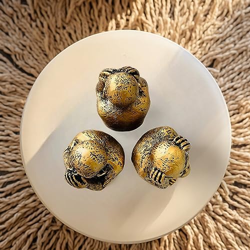 3 Wise Monkeys Statue Set - Resin Bronze Decor