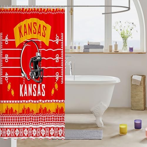 Feelyou Yellow Red American Football Shower Curtain Set 72x72